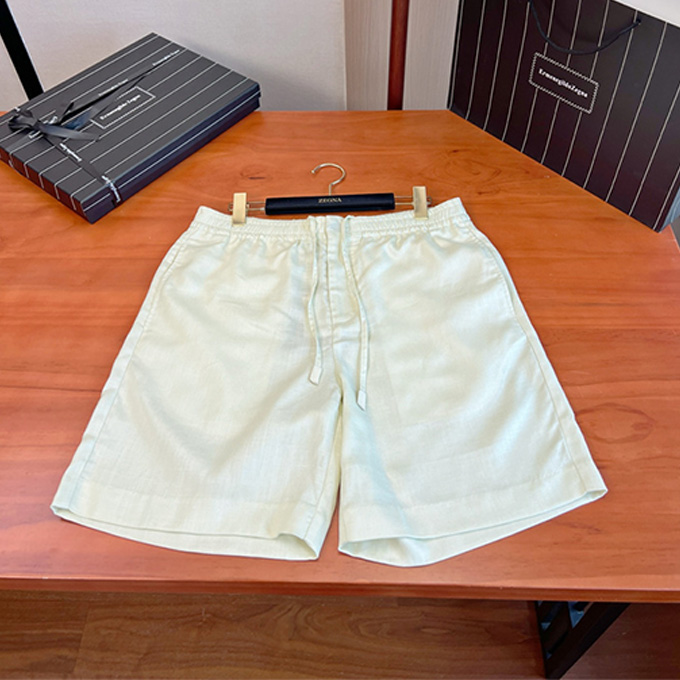 zegna linen blend drawstring casual shorts